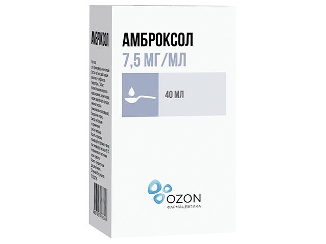 амброксол 7,5мг/мл. 40мл. р-р д/вн. прим. и ингал. фл.кап. /озон/ 4377