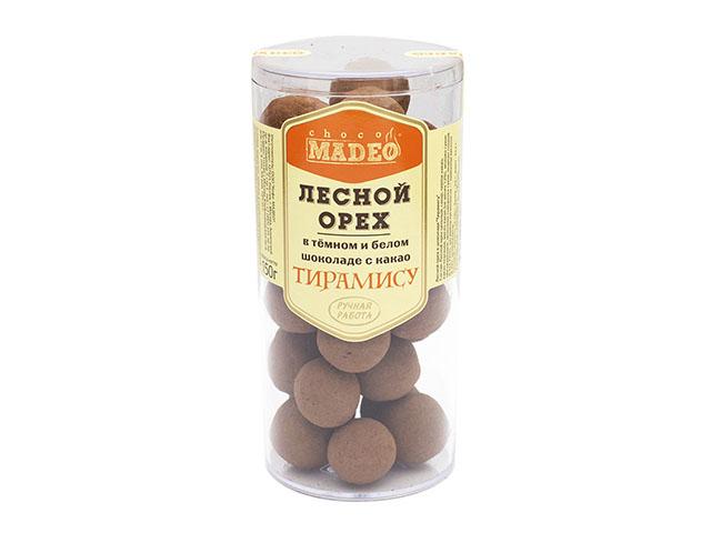 *мадео лесной орех в шоколаде с молотым кофе "тирамису" madeo 0,150кг. (туба) б1000012778