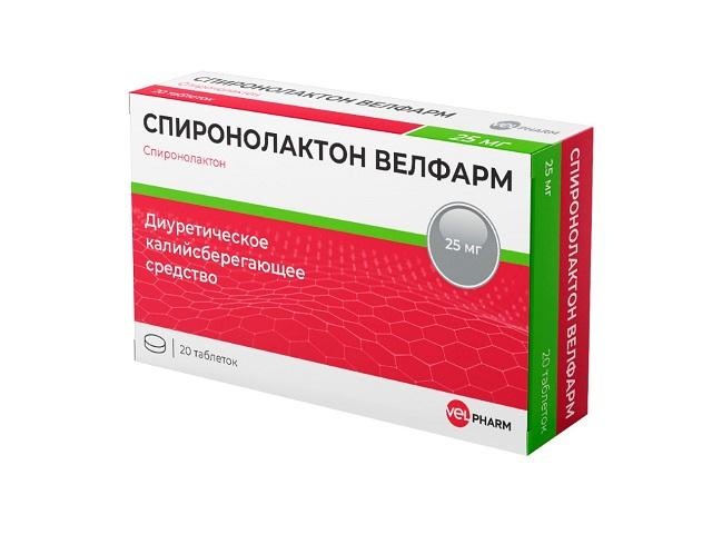 спиронолактон велфарм 25мг. №20 таб. 6024