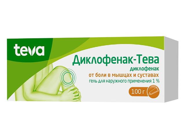 диклофенак-тева 1% 100г. гель д/наруж. прим. 8309