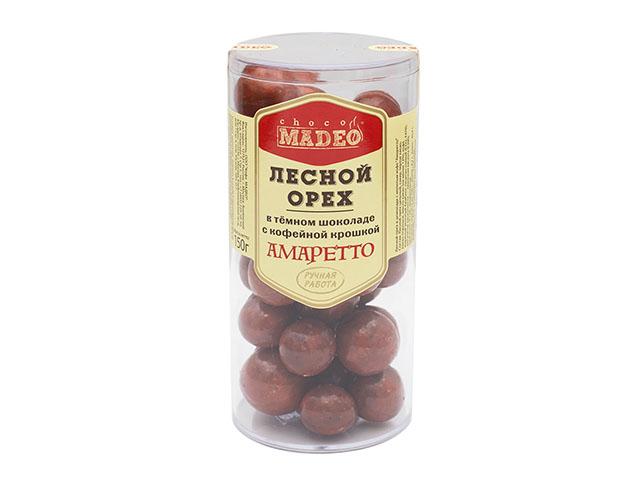 *мадео лесной орех в шоколаде с молотым кофе "амаретто" madeo 0,150кг. (туба) б1000012781