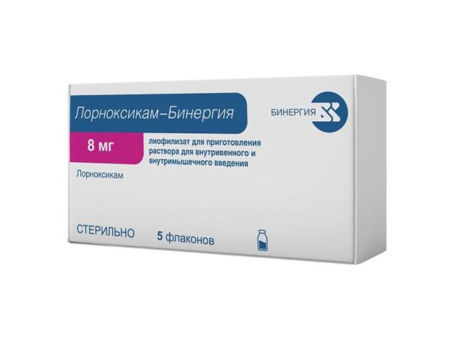 лорноксикам-бинергия 8мг №5 фл. лиоф.д/р-ра для в/в и в/м фл.