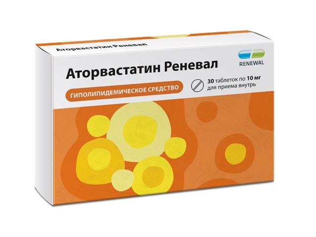 аторвастатин реневал 10мг. №30 таб. п/п/о 8170