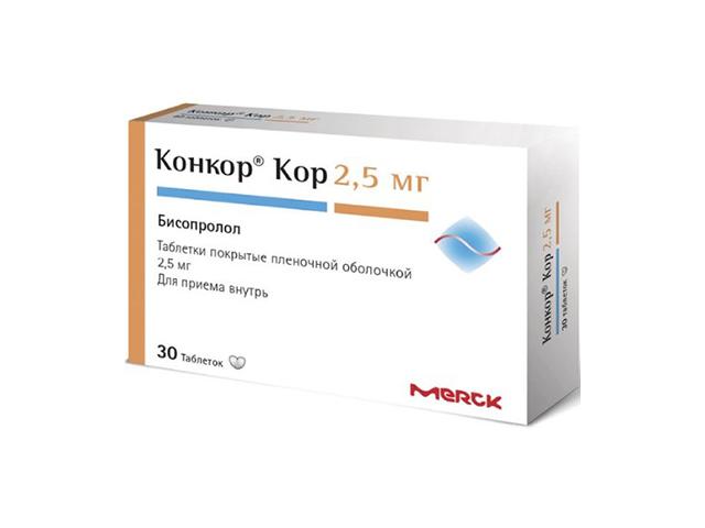 конкор кор 2,5мг. №30 таб. п/о 3860