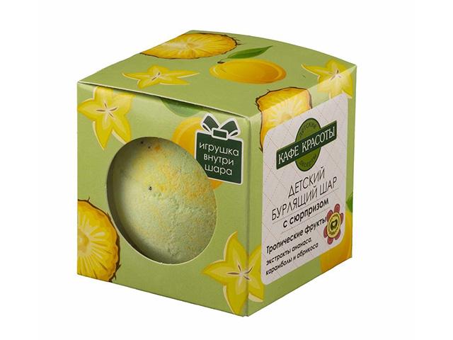 кафе красоты дет.десерты бурлящий шар с сюрпризом тропич. фрукты 120мл.