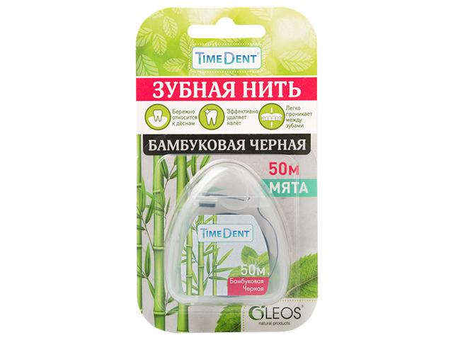 олеос зубная нить бамбуковая черная 50 м /20509/