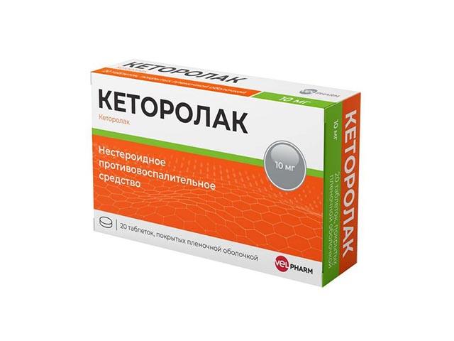 кеторолак велфарм 10мг.№20 таб п/п/о