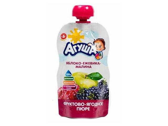 агуша пюре фрук.-ягод. яблоко+ежевика+малина 90г. с 6мес.