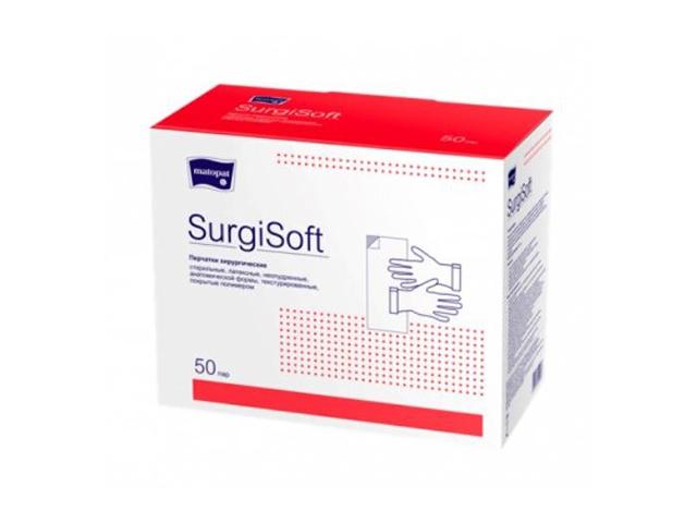 surgi soft перчатки хирург стер.латекс.неопудр.покрыт.полимером р.7 пар №50