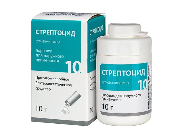 стрептоцид 10г. пор. д/нар. прим. /лекарь/ 0946