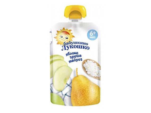 б.лукошко пюре 90г. творог+яблоко+груша пауч