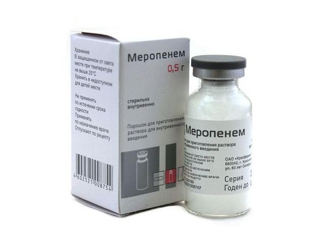 меропенем 500мг. №1 пор. д/приг. р-ра д/в/в фл. /красфарма/