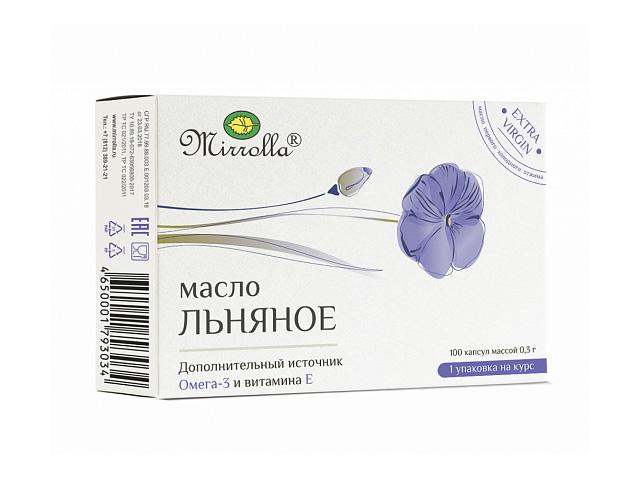 мирролла масло льняное комплекс с витамином е 300мг. №100 капс.