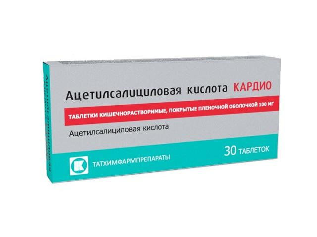 ацетилсалициловая к-та кардио 100мг. №30 таб. /татхимфарм/