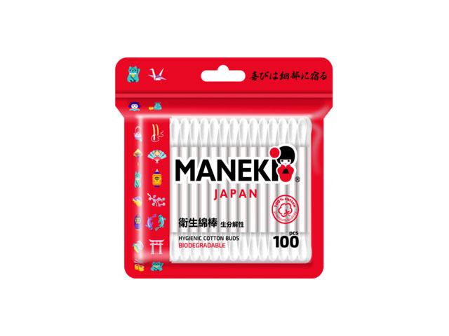 *maneki палочки ватные косметич. red  с бел. бумаж. стиком, в zip- пакете. №100 cb911h