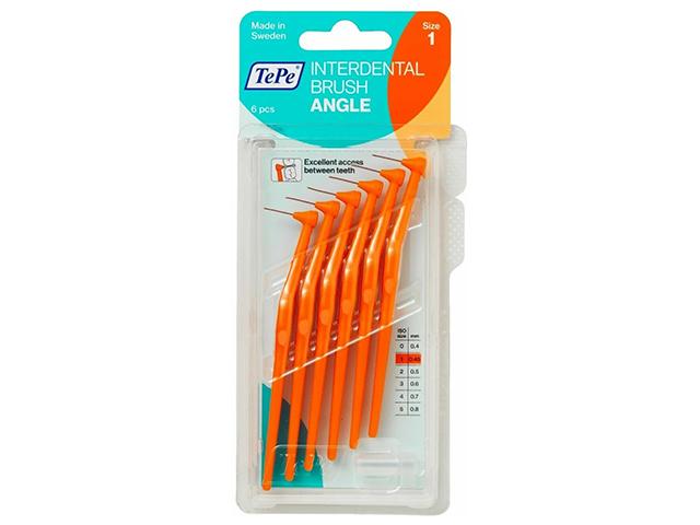 tepe interdental brush angle межзубные ершики угловые, 0.45 мм.оранж, блистер  №6