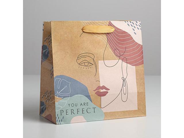 *пакет крафтовый квадратный "you are perfect", 22 х 22 х 11 см. 5289004