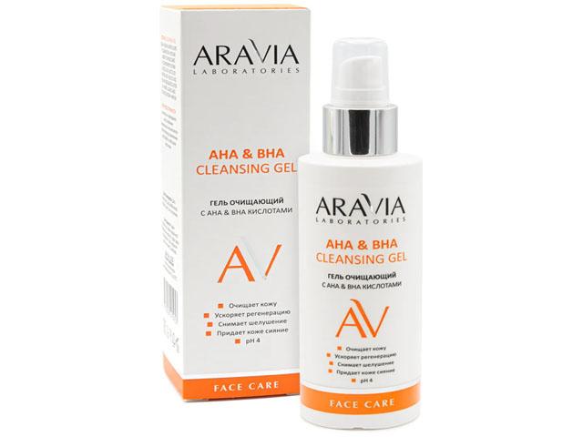 aravia laboratories гель очищающий с aha&bha кислотами  aha&bha cleansing gel 150мл
