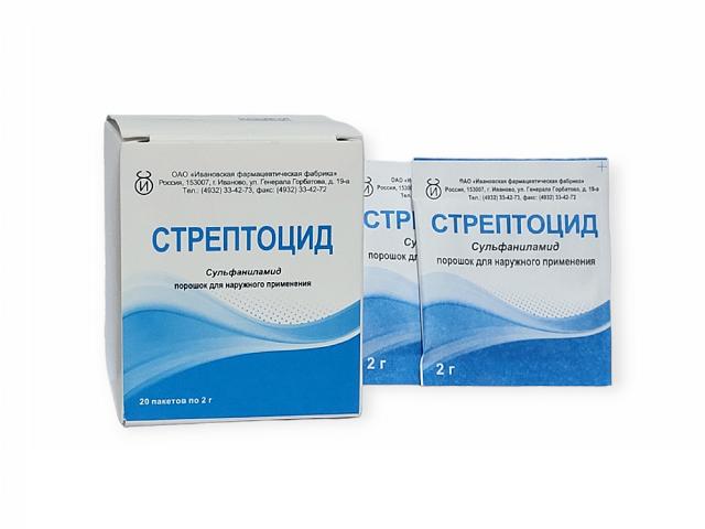 стрептоцид 2г №20 пакет пор д/наруж прим.