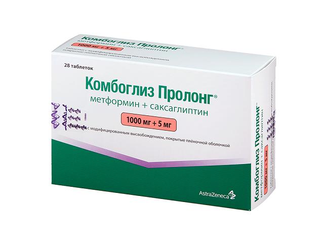 комбоглиз пролонг. 1000мг.+5мг №28 таб. п/о модиф.высв.