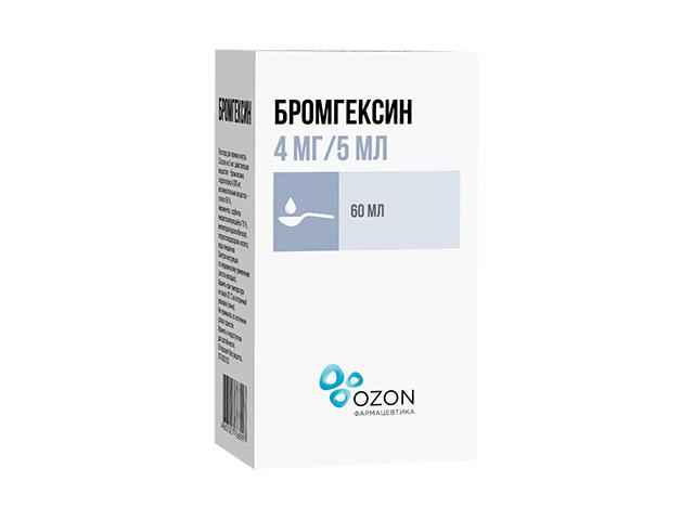 бромгексин 4мг/5мл. 60мл. р-р д/вн. /озон/ 8997