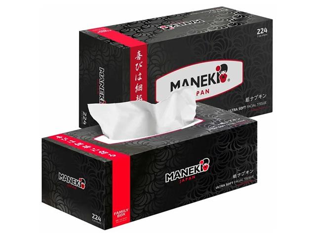 *maneki салфетки бумажн. black&white с ароматом жасмина,2 слоя, черные, №224 ft678h