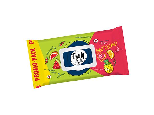 emily style выгодно влажные салфетки tropic с крышкой 120шт (м) 14
