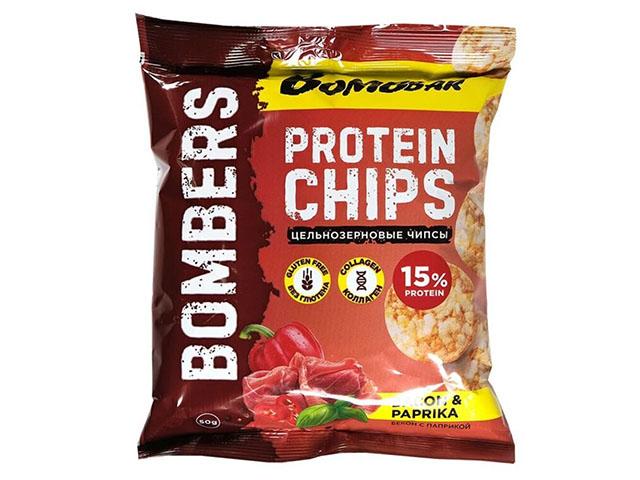 *bombbar чипсы цельнозерновые протеиновые со вкусом "бекон с паприкой", 50 г. 14610169561095