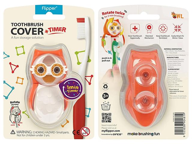 *футляр для зубной щетки со встроенными песочными часами сова owl hearty (красный). f22802