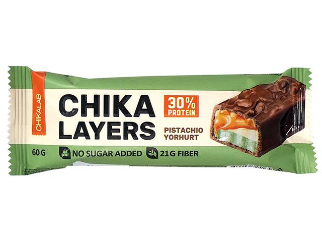 *chikalab layers батончик глазированный с начинкой фисташковый йогурт 60гр 4680046725172