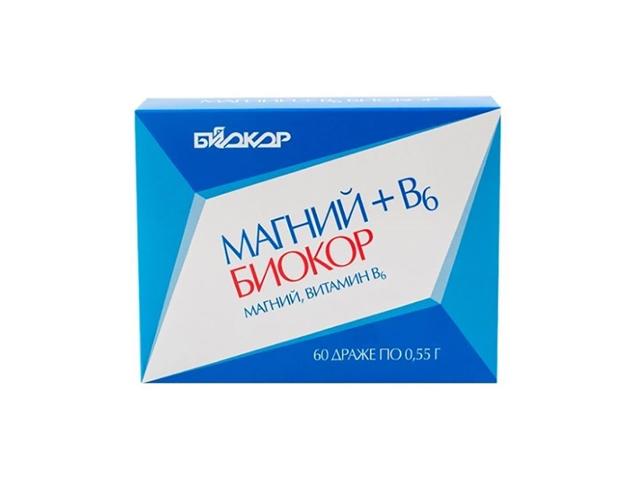 биокор магний+ в6 550мг. №60 драже