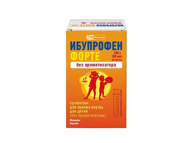 ибупрофен форте сусп д/внут прим д/детей (б/аром) 40 мг/мл фл (с мерн.шприцем) 100 г (80 мл)