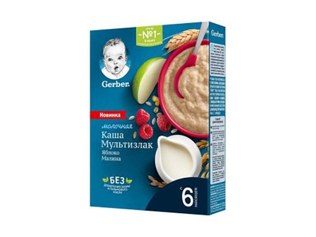 гербер каша 180г. мультизлак.яблоко+малина [gerber]