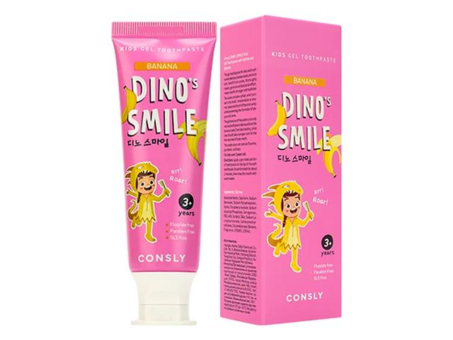 *consly dino`s smile детская гелевая зубная паста с ксилитом и вкусом банана 60г 186180