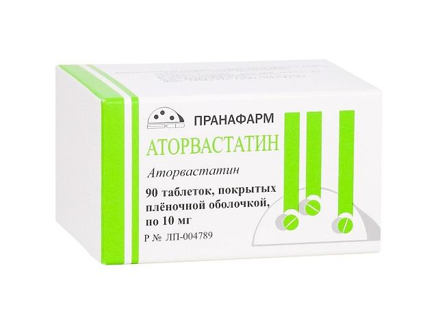 аторвастатин 10мг. №90 таб.п/п/о /пранафарм/