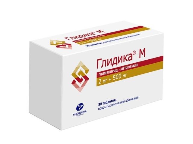глидика м 2мг+500мг. n30 таб.п/п/о