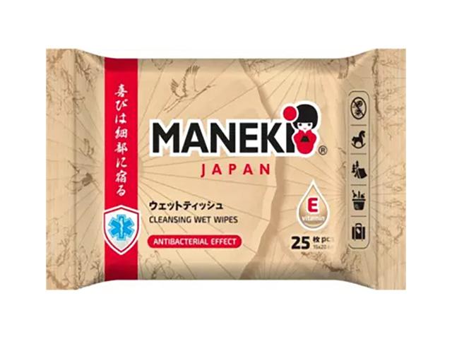 *maneki салфетки влажные, очищающие и увлажняющие для всей семьи с витамином e №25. wt501h