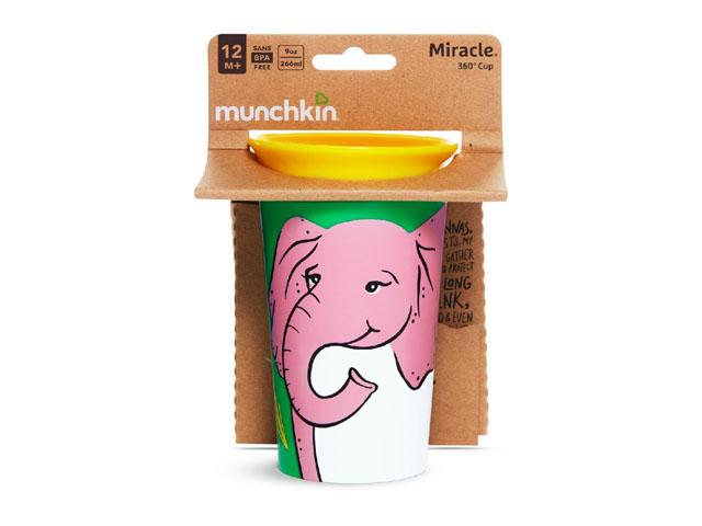 *munchkin эко поильник-непроливайка miracle 360 градусов. слон 266мл. 12+. 51932