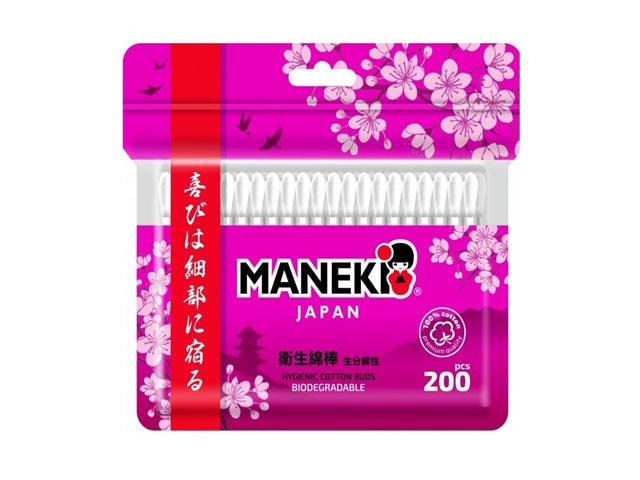 *maneki палочки ватные косметич. sakura  с бел. бумаж. стиком, в zip-пакете. №200 cb921h