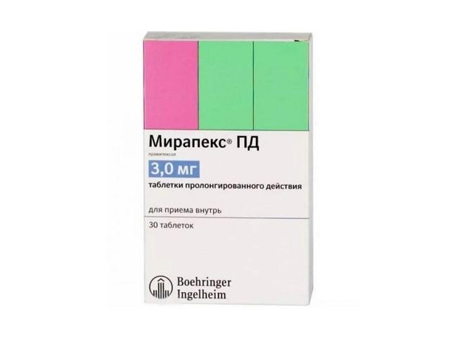 мирапекс пд табл с пролонг высв 3 мг х30