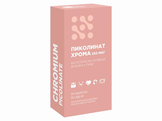 витатека пиколинат хрома 250мкг таб 200мг №30 (бад)