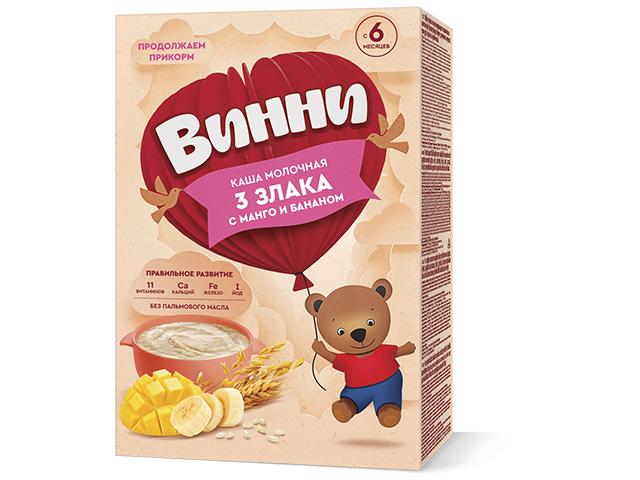 винни каша 200г. 3 злака+манго+банан мол. с 6мес.