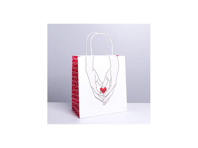 *пакет подарочный крафтовый "сердце" 22 х 25 х12 см 7150706