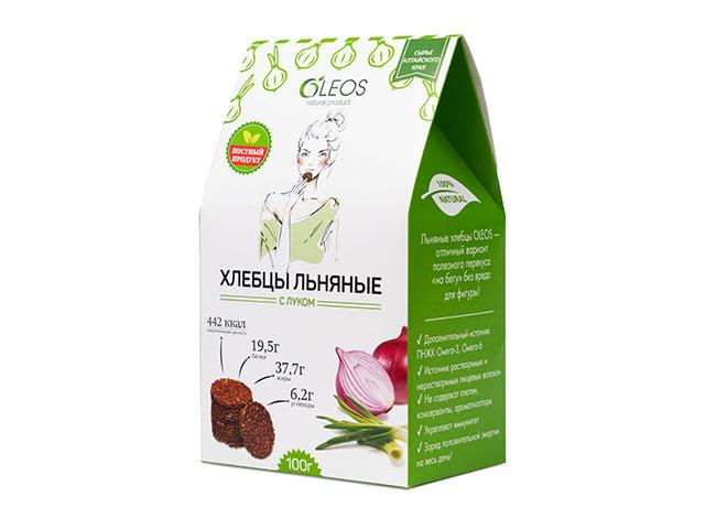олеос хлебцы льняные с луком 100г.