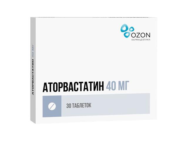 аторвастатин 40мг. №30 таб. п/п/о /озон/