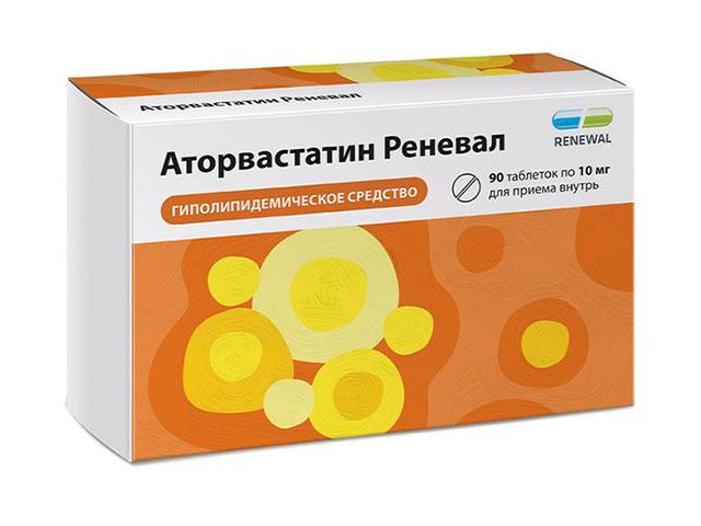 аторвастатин реневал 10мг. №90 таб. п/п/о
