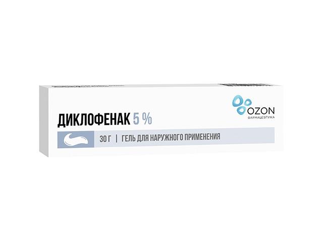 диклофенак 5% 30г. гель /озон/ 7276