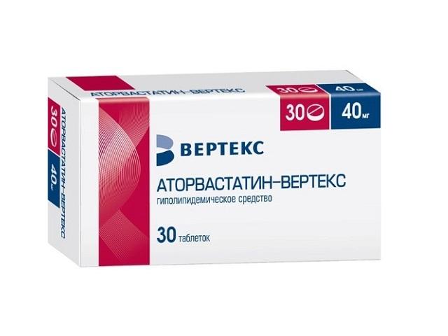 аторвастатин-вертекс 40мг. №30 таб.п/о
