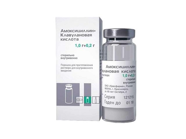 амоксициллин+клавулановая к-та 1000+200мг. №1 пор. /красфарма/