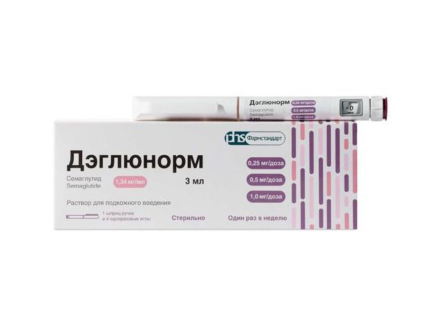 дэглюнорм р-р для п/к введ. 0,25/0,5/1мг/доза шприц-ручка 3мл №1+ (игла №4)